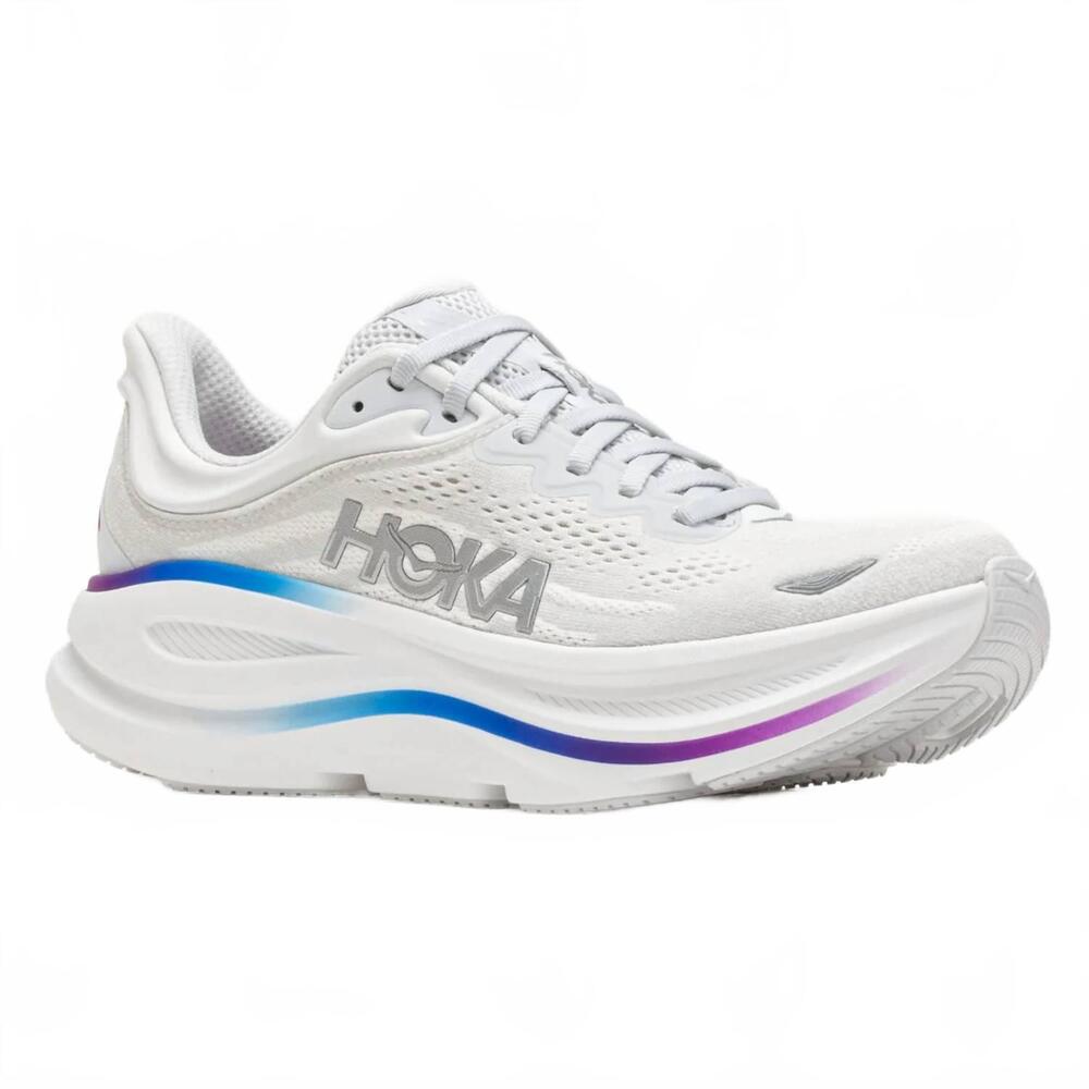 NEW HOKA women's bondi 9 road running shoes in cosmic grey / white